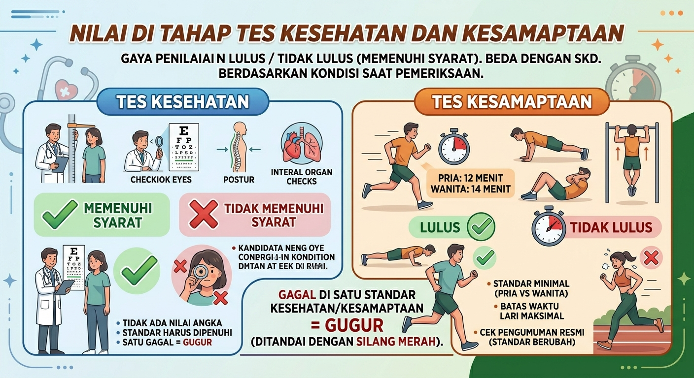 Nilai di Tahap Tes Kesehatan dan Kesamaptaan